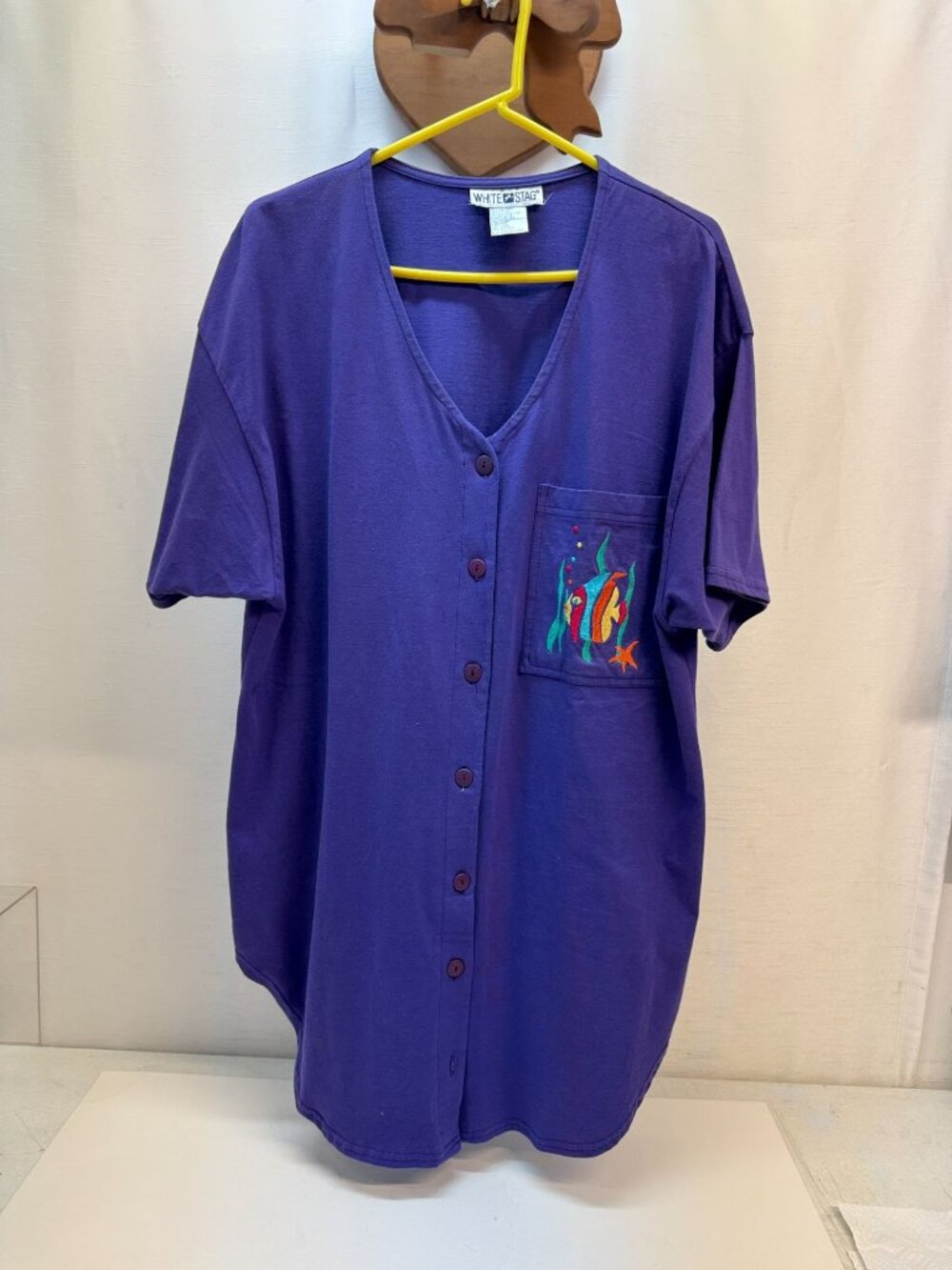 White Stag Woman's large Purple Fish Top Vtg.
